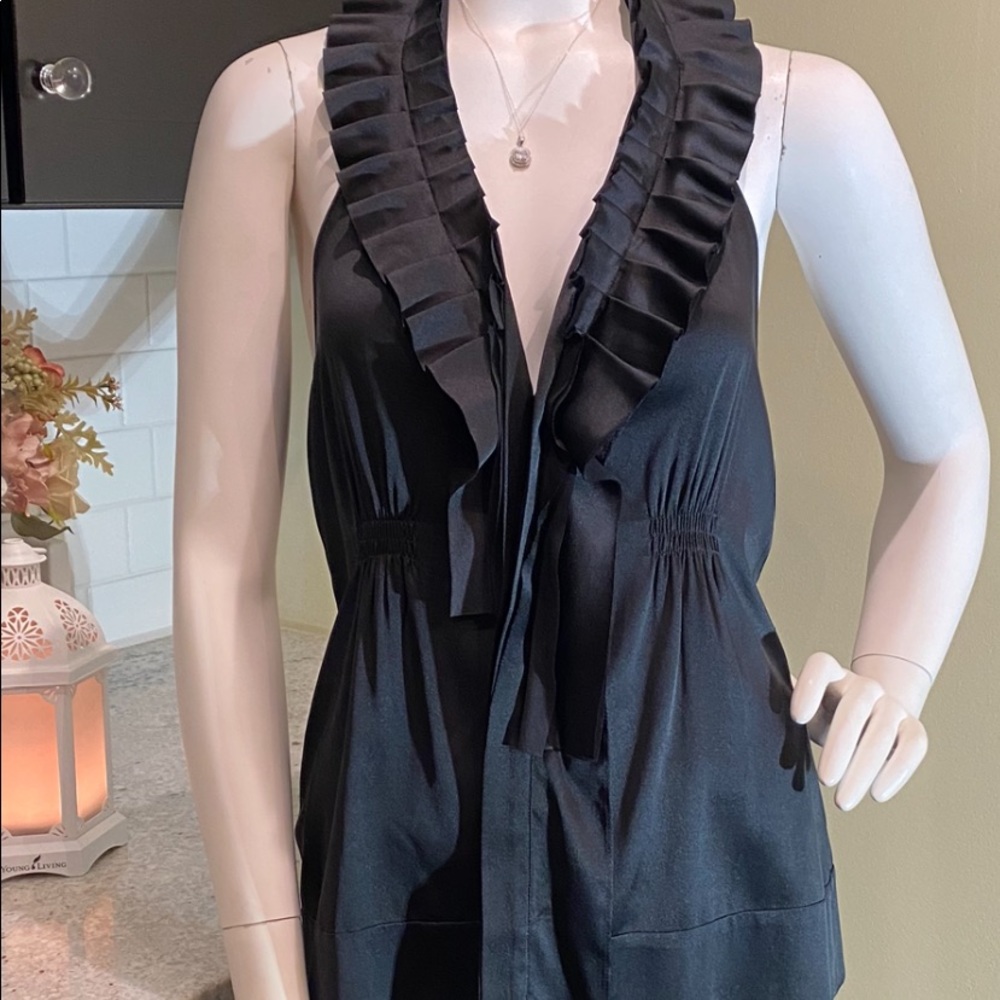 BCBGmaxAzria BLACK SILK HALTER